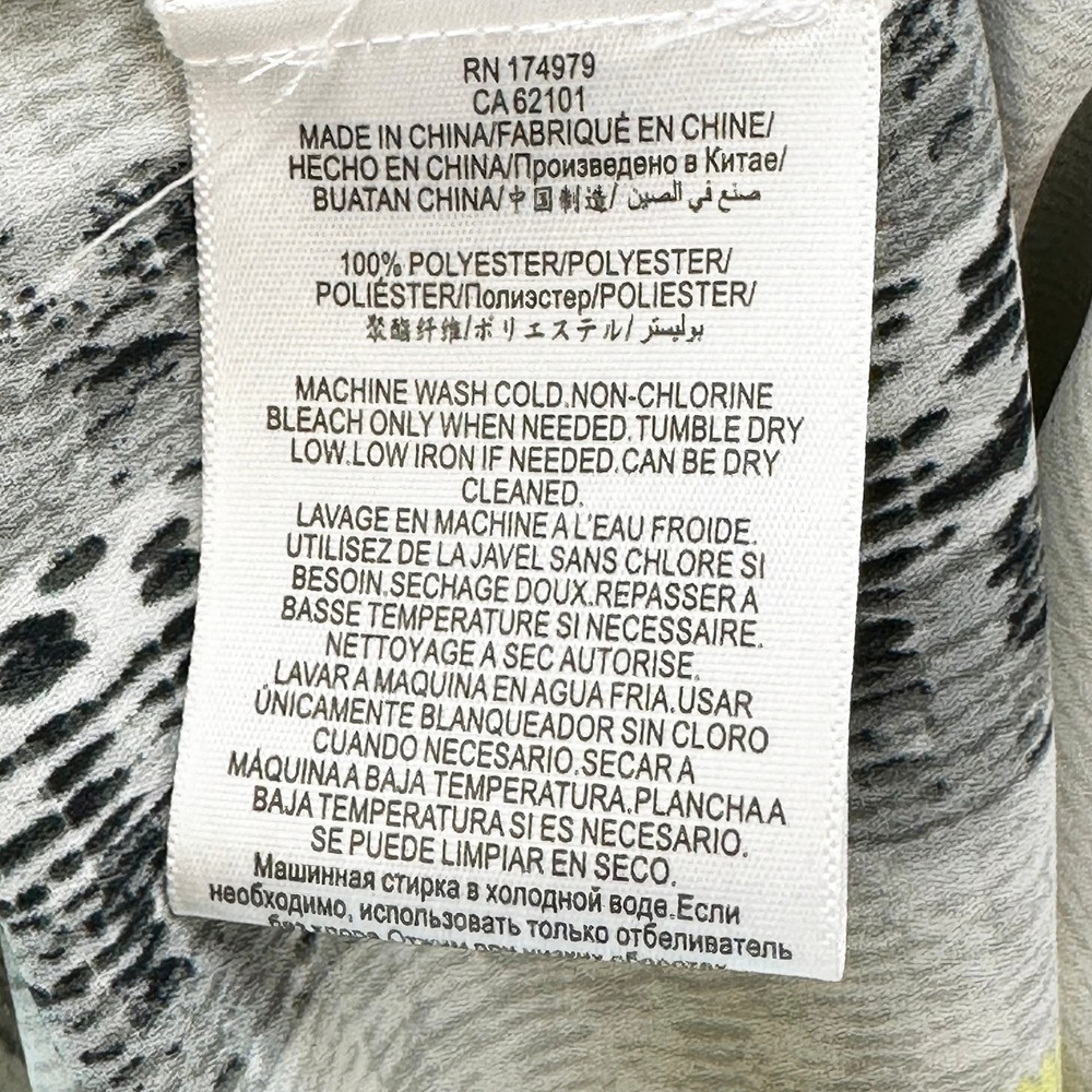 BCBG MAXAZRIA Chic Scarf Print Drape Neck Tank Top • Small • gray, black, yellow - Picture 7 of 8